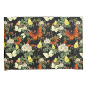 リンゴの花と蝶の黒い背景 枕カバー (正面右)