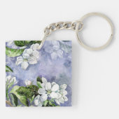 リンゴの花の四角形（両面） キーホルダー (裏面)