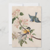 リンゴの花の枝の近くに小さな鳥が二羽 シーズンカード (正面)