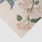リンゴの花の枝の近くに小さな鳥が二羽 薄葉紙 (詳細)