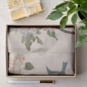 リンゴの花の枝の近くに小さな鳥が二羽 薄葉紙 (ギフト)