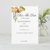 リンゴの花の水色の茎の日付を保存 招待状 (スタンド正面)