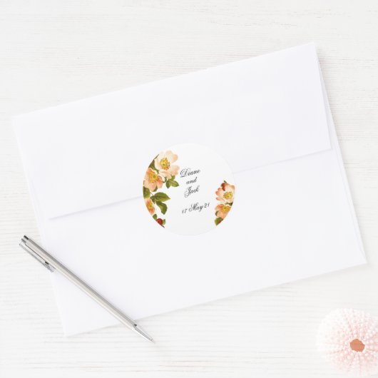 リンゴの花の水色の茎の結婚式用シール ラウンドシール (封筒)