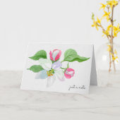 リンゴの花の水色 カード (黄色い花)