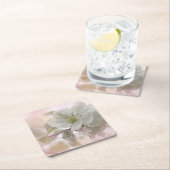 リンゴの花の白い写真 スクエアペーパーコースター (インサイチュ)