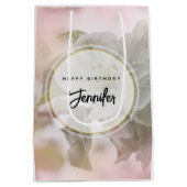 リンゴの花の白い写真 ミディアムペーパーバッグ (裏面)