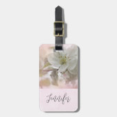 リンゴの花の白い写真 ラゲッジタグ (正面縦)