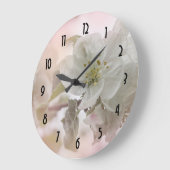 リンゴの花の白い写真 ラージ壁時計 (傾斜)