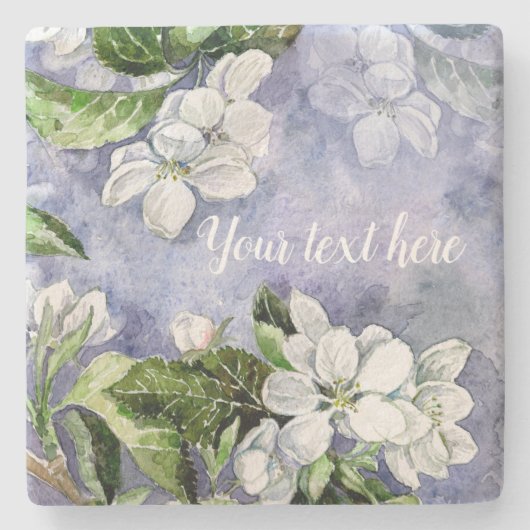 リンゴの花の石コースター ストーンコースター (正面)