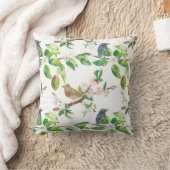 リンゴの花春の鳥のパターン クッション (ブランケット)