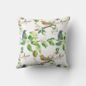 リンゴの花春の鳥のパターン クッション (裏面)