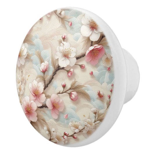 リンゴの花枝 セラミックノブ (右)