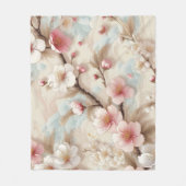 リンゴの花枝 フリースブランケット (正面)