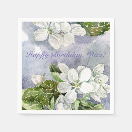 リンゴの花 スタンダードカクテルナプキン (正面)