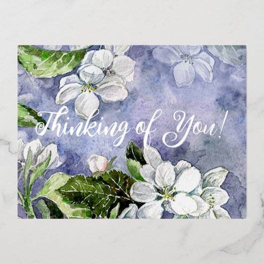 リンゴの花 箔シーズンポストカード (正面)