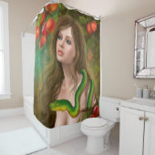 リンゴの誘惑。美しい女性イブとヘビ。 シャワーカーテン (インサイチュ)