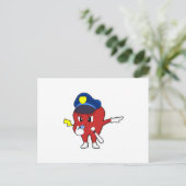 リンゴの警察官がホイッスルと警棒を持って ポストカード (スタンド正面)