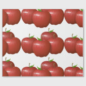 リンゴの赤いフルーツフードパターン ラッピングペーパー (フラット)