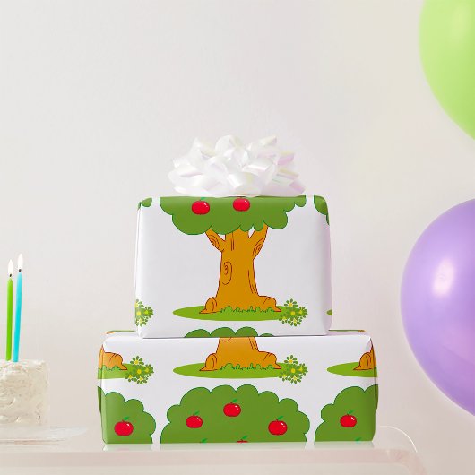 リンゴの赤い木 ラッピングペーパー