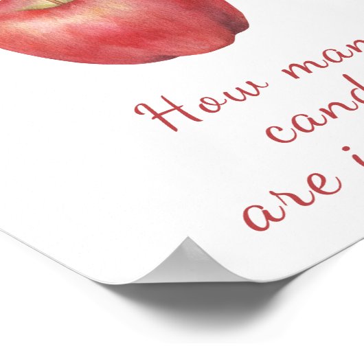 リンゴの赤ちゃんシャワー – 瓶にキャンディーの数を推測 ポスター (角)