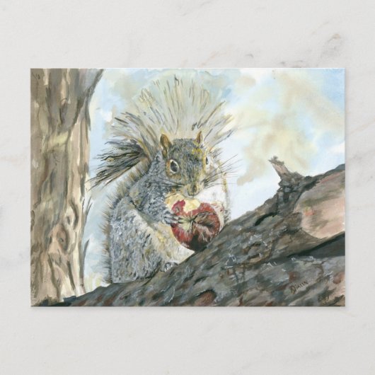 リンゴはがきのリス ポストカード (正面)