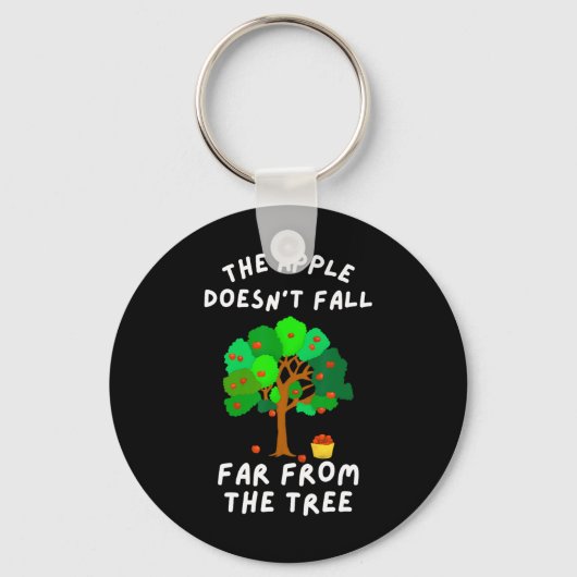 リンゴは木の秋ファミリーから遠くないおもしろい キーホルダー (正面)