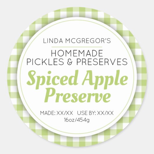 リンゴは緑色の丸いジャムジャー食品ラベルを保存 ラウンドシール (正面)