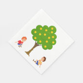 リンゴよくはしゃぐの木の下に座っている子ども スタンダードランチョンナプキン (角)