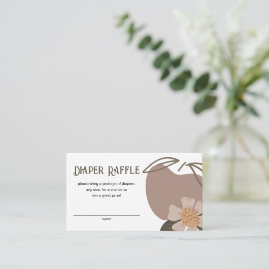 リンゴをテーマにした赤ちゃんシャワーおむつラッフル エンクロージャーカード (スタンド正面)