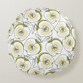 リンゴを一列に描丸めた枕。 ラウンドクッション