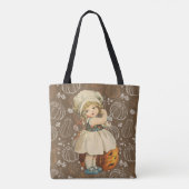 リンゴを剥く女の子 ハロウィン トートバッグ (裏面)