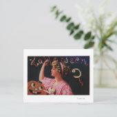 リンゴを剥ぐ女性によるジャック・オ・ランタン ポストカード (スタンド正面)