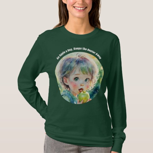 リンゴを1日1個引用格言 かわいいTシャツ Tシャツ (正面)