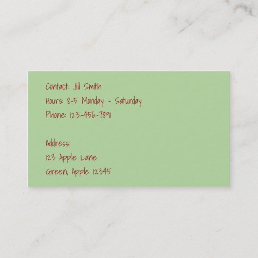 リンゴオーガニックの生鮮赤リンゴ 名刺 (裏面)