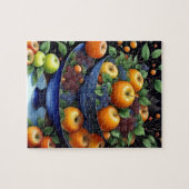 リンゴカラフルとブドウの実ボウル ジグソーパズル (横)