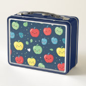 リンゴカラフルの実パーソナライズされた名 メタルランチボックス (裏面)