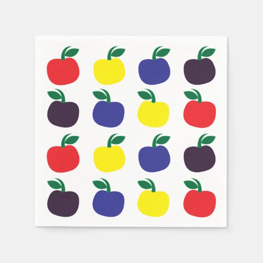 リンゴカラフル果実 スタンダードカクテルナプキン (正面)
