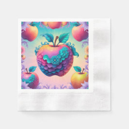 リンゴカラフル 縁ありカクテルナプキン