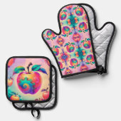 リンゴカラフル 鍋つかみ&鍋敷きセット (正面/裏面)