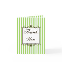 リンゴグリーン、ブラウン、ホワイト ストライプの感謝カード