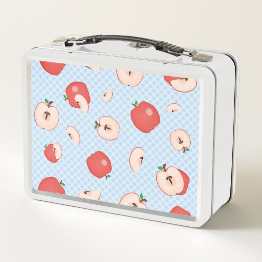 リンゴパーソナライズされたとドットの先生 メタルランチボックス (裏面)