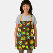 リンゴファンキー水色フルーツデザイン エプロン (インサイチュ)