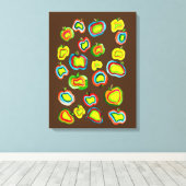 リンゴファンキー水色フルーツデザイン キャンバスプリント (インサイチュ (ウッドフロア))