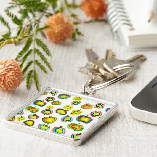 リンゴファンキー水色フルーツデザイン キーホルダー (側面)