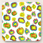 リンゴファンキー水色フルーツデザイン コースター (正面)