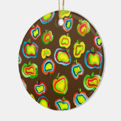 リンゴファンキー水色フルーツデザイン セラミックオーナメント (左)