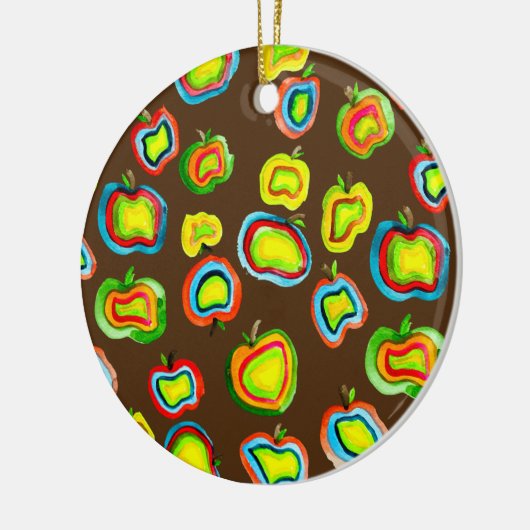 リンゴファンキー水色フルーツデザイン セラミックオーナメント (左)