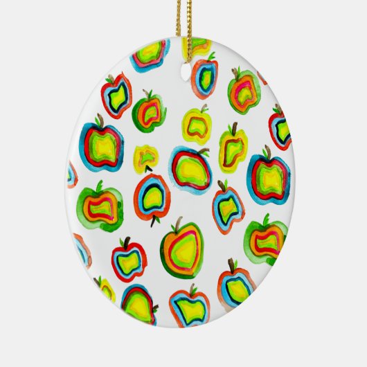 リンゴファンキー水色フルーツデザイン セラミックオーナメント (右)
