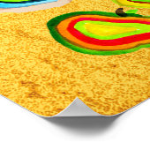 リンゴファンキー水色フルーツデザイン ポスター (角)