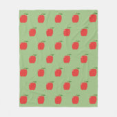 リンゴブランケット（セージ・グリーン&レッド） フリースブランケット (正面)